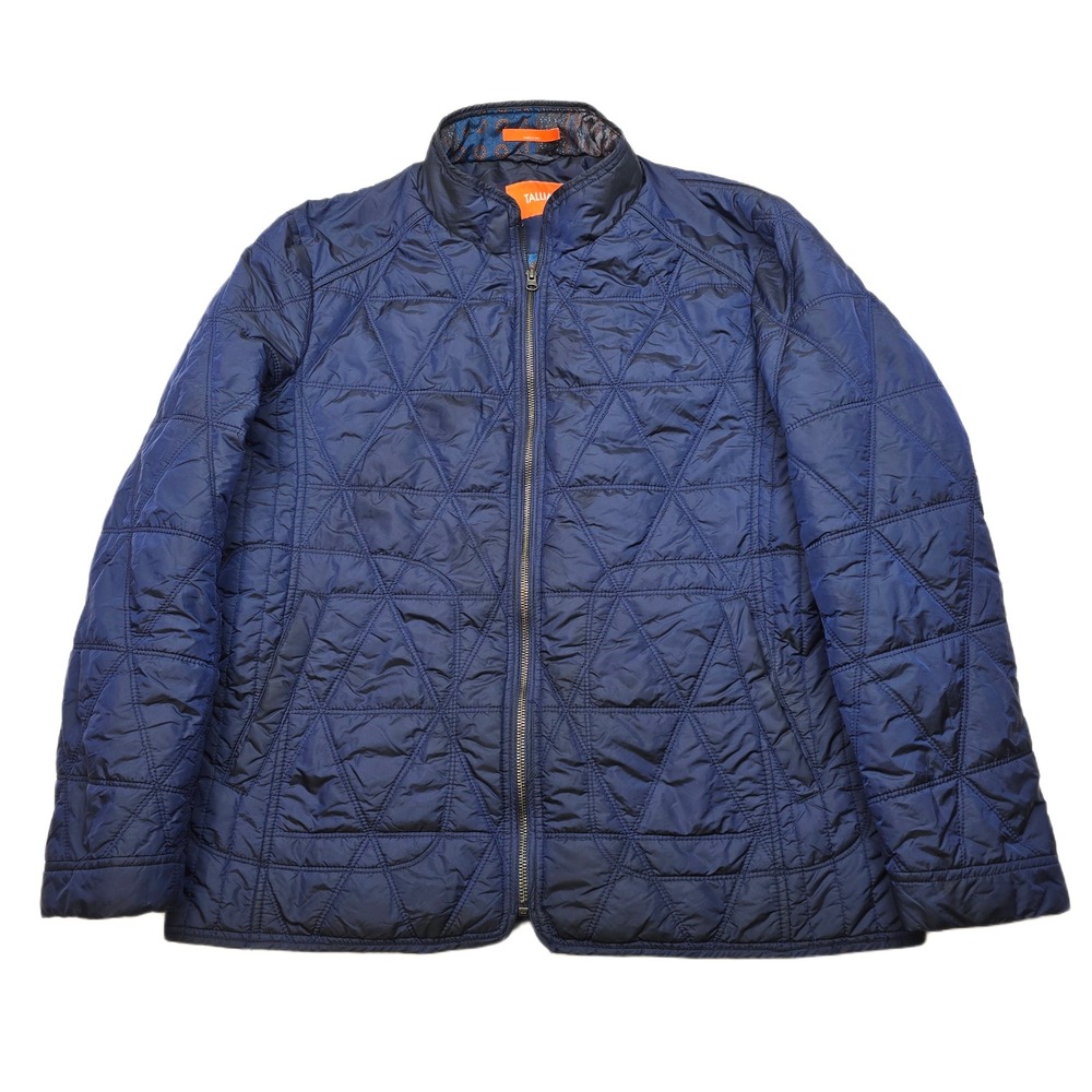 TALLIA‎ Quilted Bomber Jacket Mens Large Navy Blue Zip Lightweight Nylon